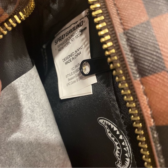 Brown Checkered Sharks in Paris Bags Set by Sprayground - Picture 4 of 12